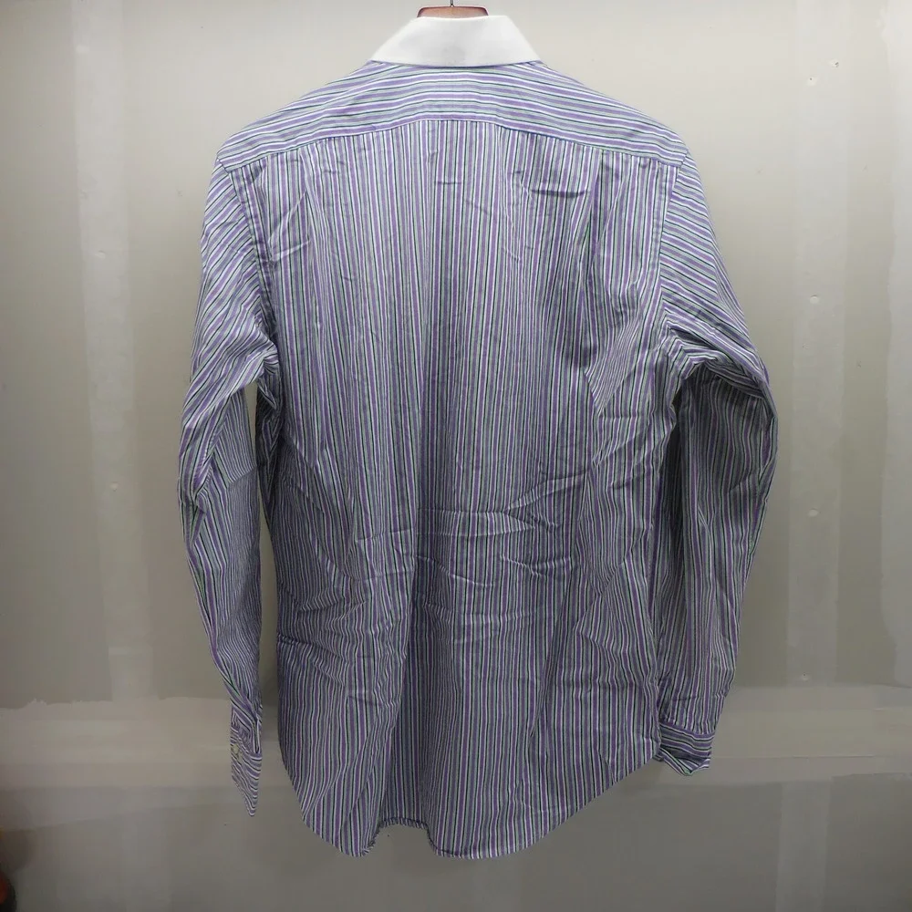Polo Ralph Lauren Regent Classic Fit Striped Shirt Purple Green White 15.5 34/35